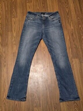 Elyse Women's W28 L31 Silver Slim Bootcut Distressed Denim Jeans Y2K A25
